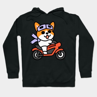 Biker Corgi Dog Lover Welsh Hoodie